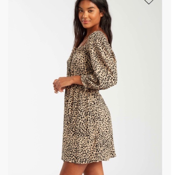 NWT Billabong Riviera Leopard Square Neck Mini Dress - Picture 3 of 9